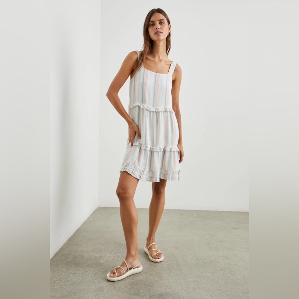 Rails Women’s Sandy Dress Biarritz Multi Stripe Sleeveless Linen Blend - Small